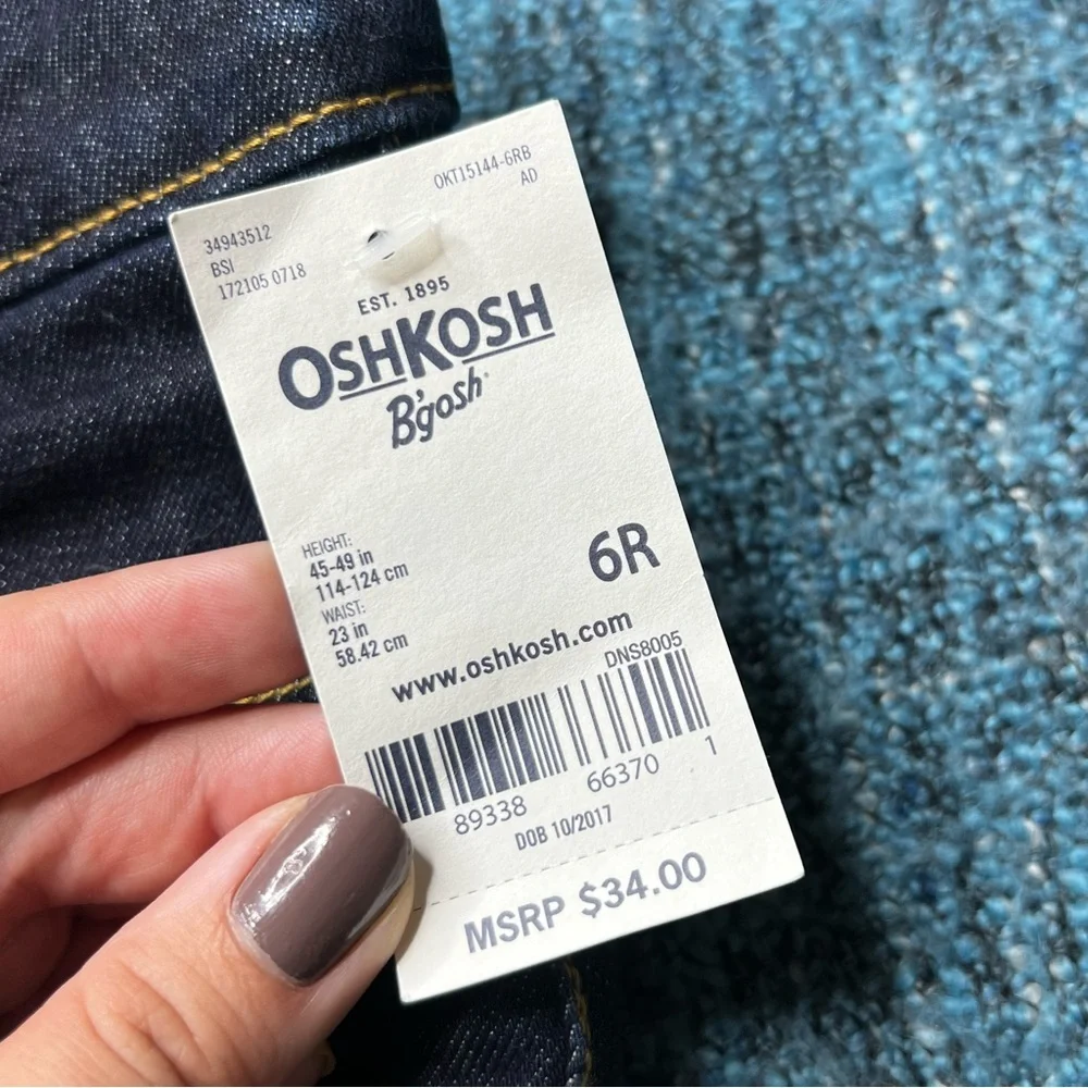 OshKosh B'Gosh Youth Girls Skinny Jeans in Dark Blue Denim Girl's 6 Regular NWT